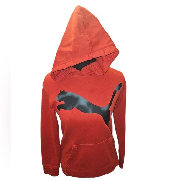 Red Fleece With A Black Logo Sweatshirt PUMA Kids Hoodie Boys Size  Med (8-10) - Picture 1 of 7